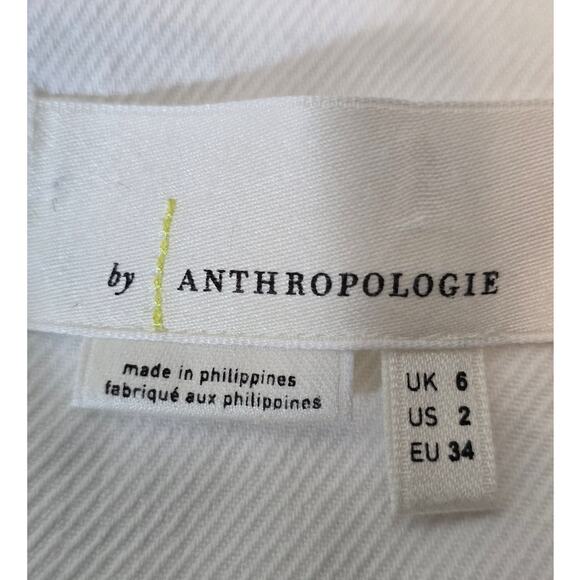 By Anthropologie White Jean Turtle Button Women's Winter Trendy Jacket 2 - Picture 4 of 5